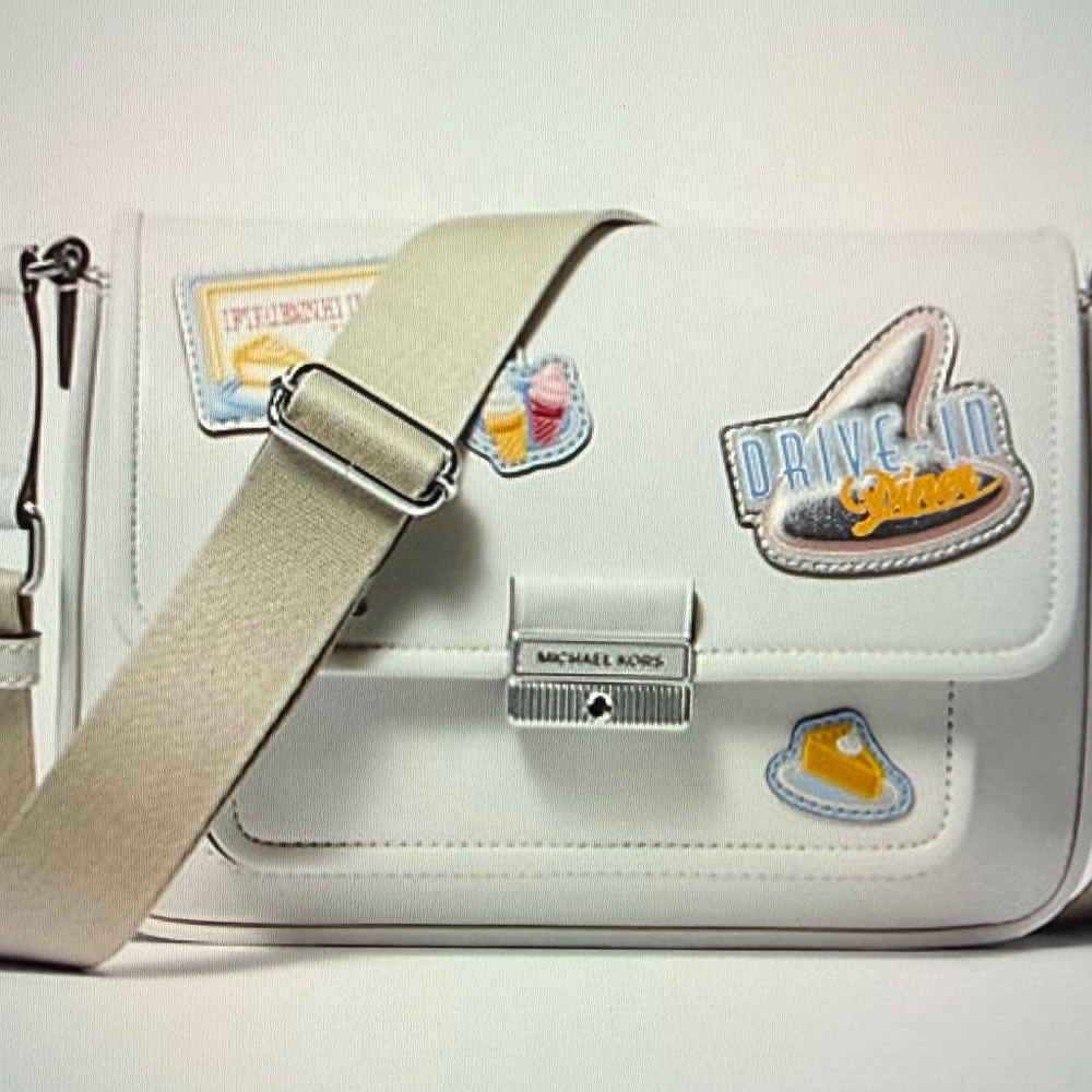 Michael Kors Bradshaw Medium Embellished Crossbody Bag in OPTIC WHITE